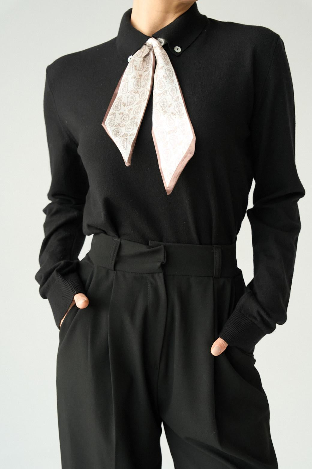 Button Scarf Blouse