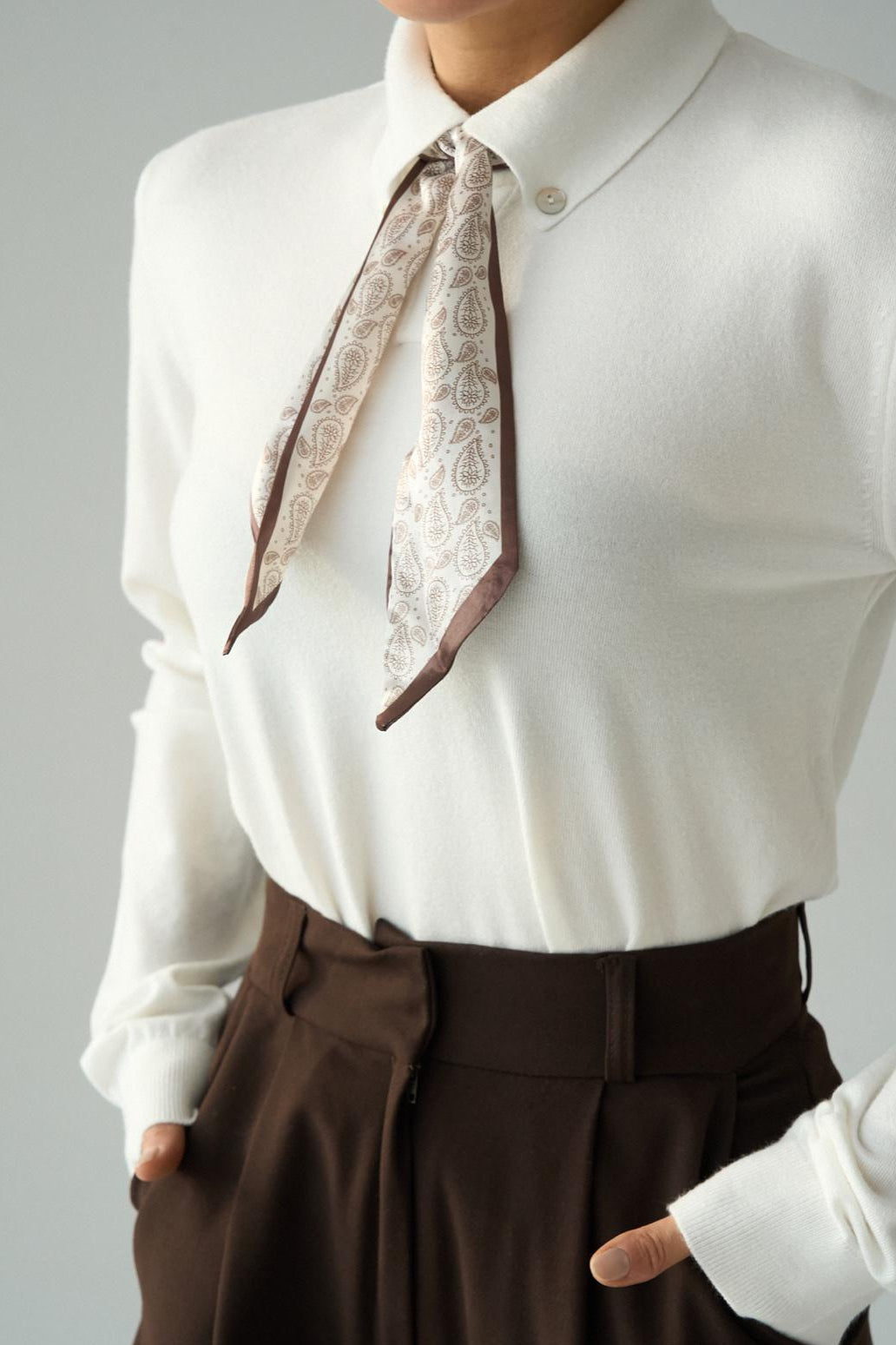 Button Scarf Blouse