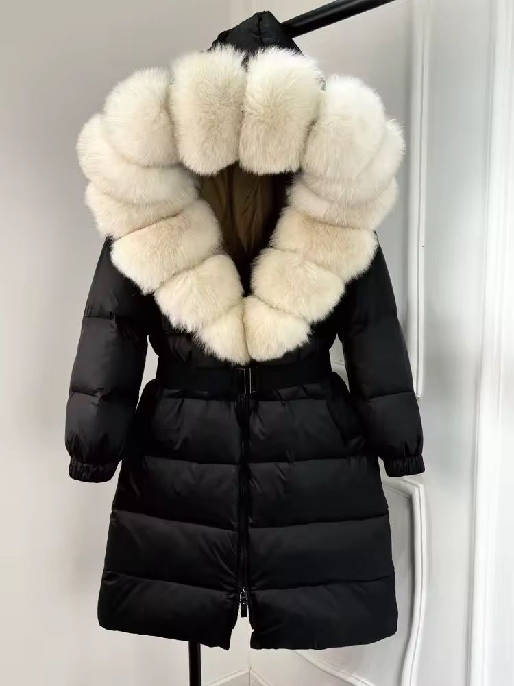 Luxe Fur-Collar Belted Puffer Jacket