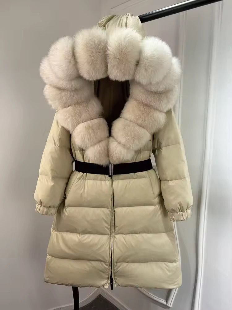 Luxe Fur-Collar Belted Puffer Jacket