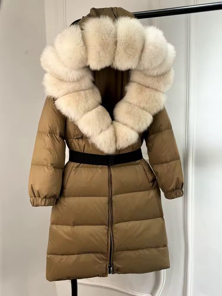 Luxe Fur-Collar Belted Puffer Jacket