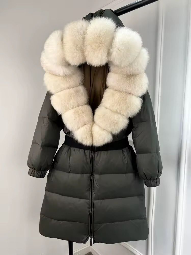 Luxe Fur-Collar Belted Puffer Jacket