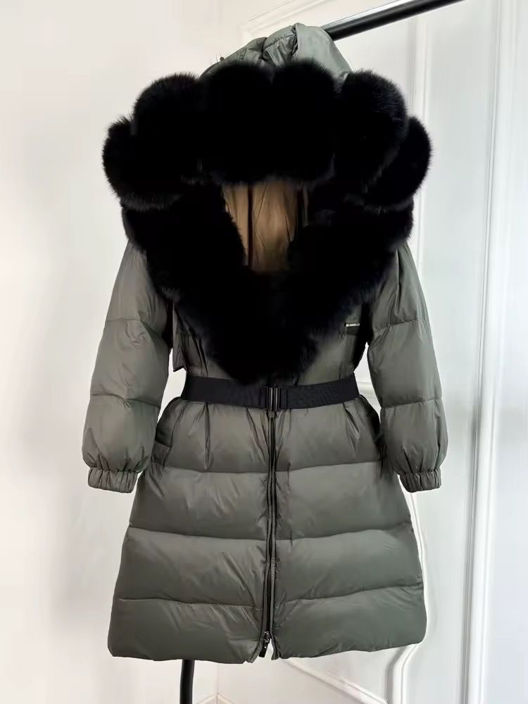 Luxe Fur-Collar Belted Puffer Jacket