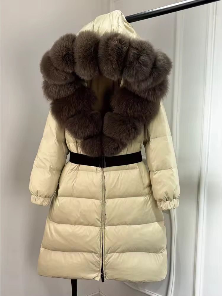 Luxe Fur-Collar Belted Puffer Jacket