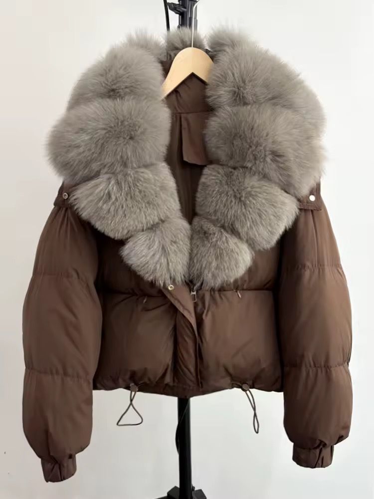 Midnight Luxe Fur-Collar Puffer Jacket