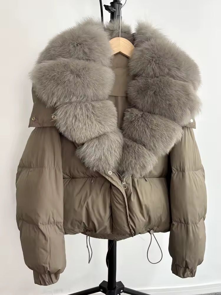Midnight Luxe Fur-Collar Puffer Jacket