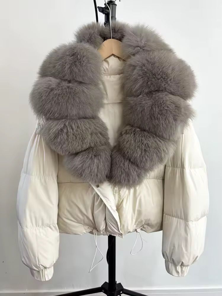 Midnight Luxe Fur-Collar Puffer Jacket