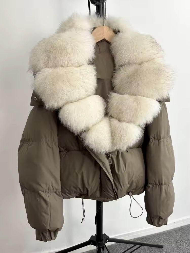 Midnight Luxe Fur-Collar Puffer Jacket