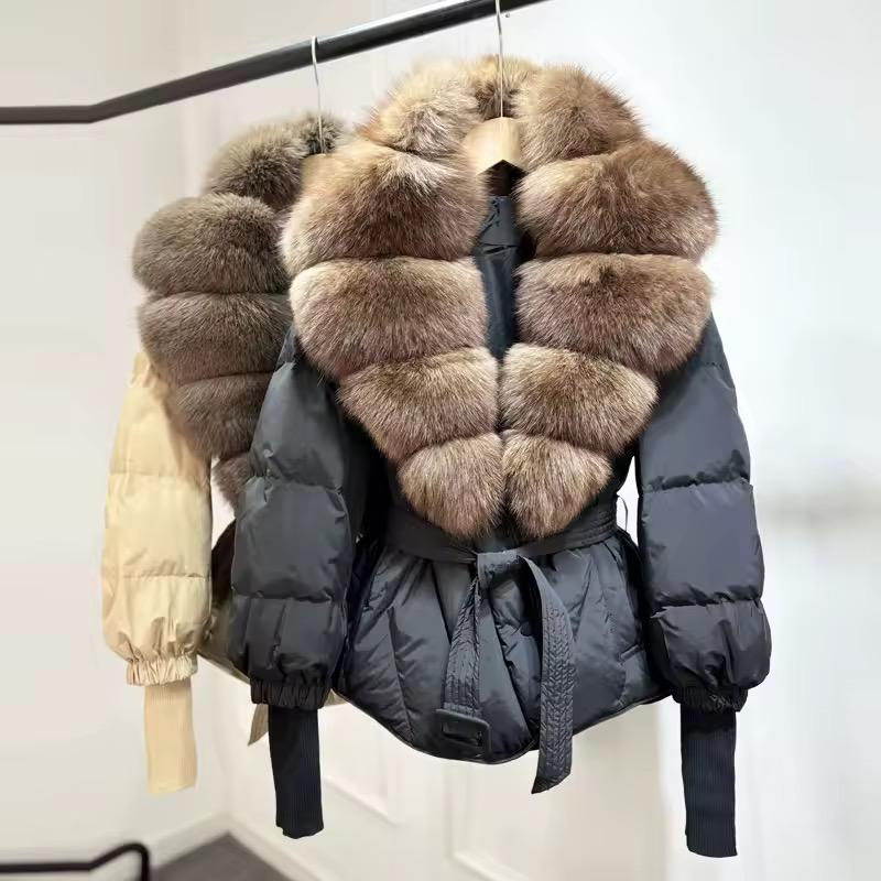 Arctic Luxe Puffer Jacket With Oversized Silver Fox Collar