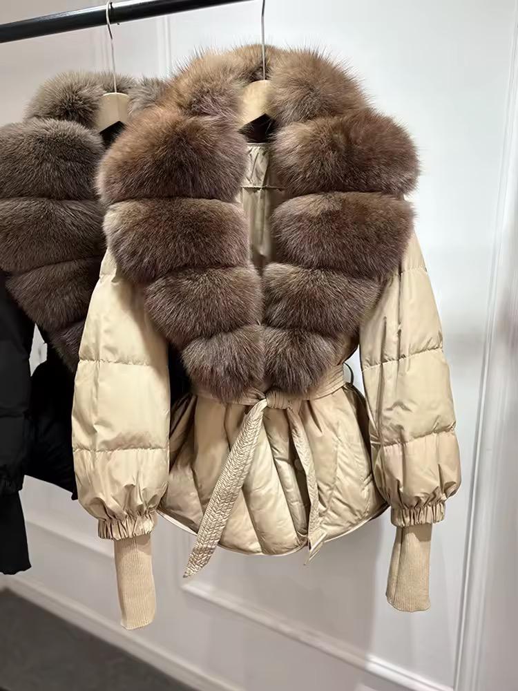 Arctic Luxe Puffer Jacket With Oversized Silver Fox Collar