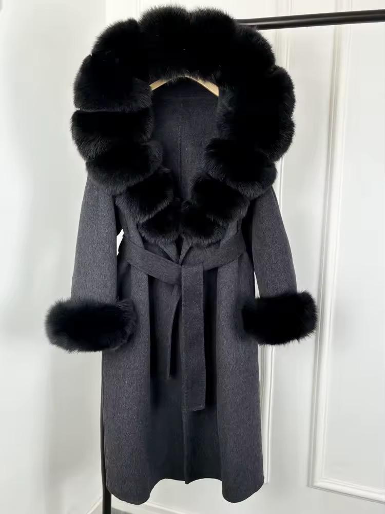 Luxury Long Faux Fur Collar Winter Coat