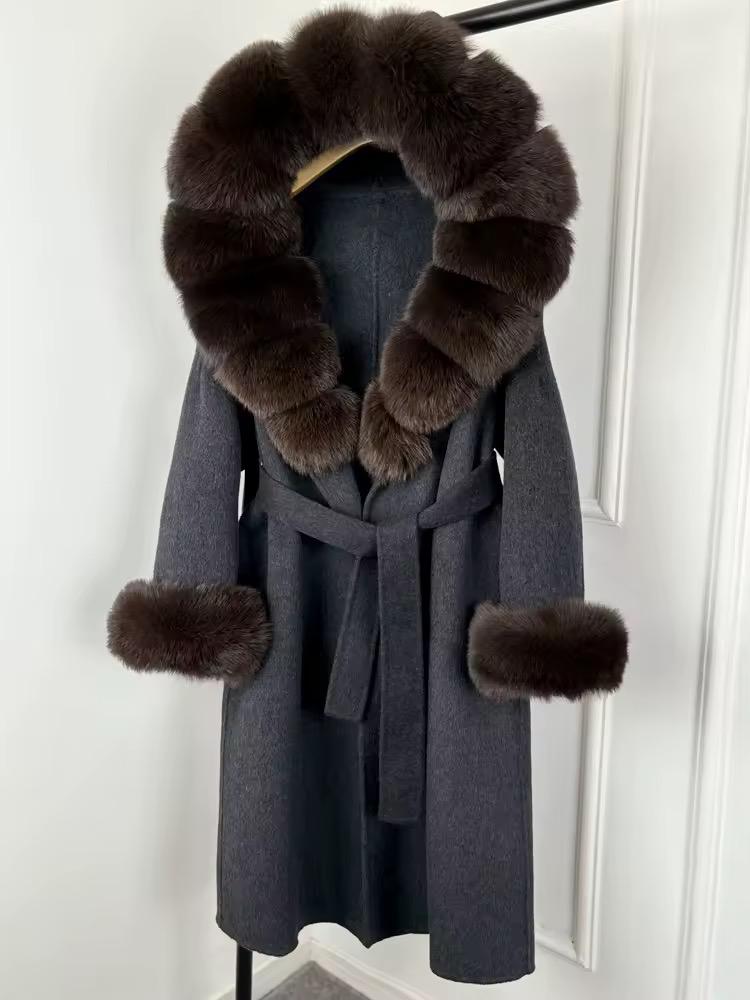 Luxury Long Faux Fur Collar Winter Coat
