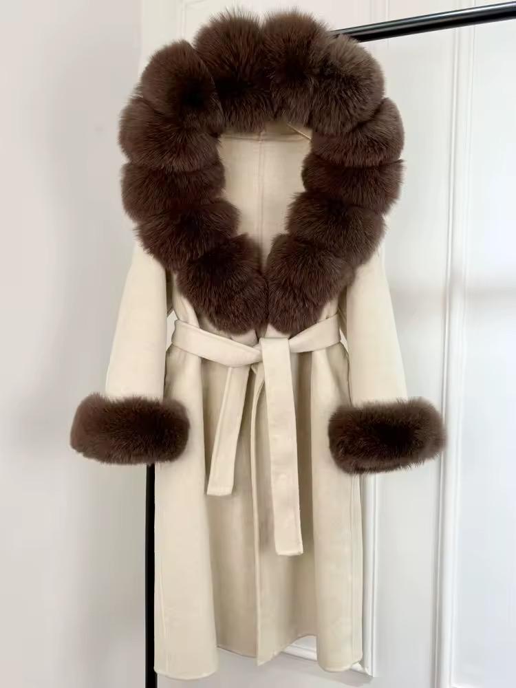 Luxury Long Faux Fur Collar Winter Coat