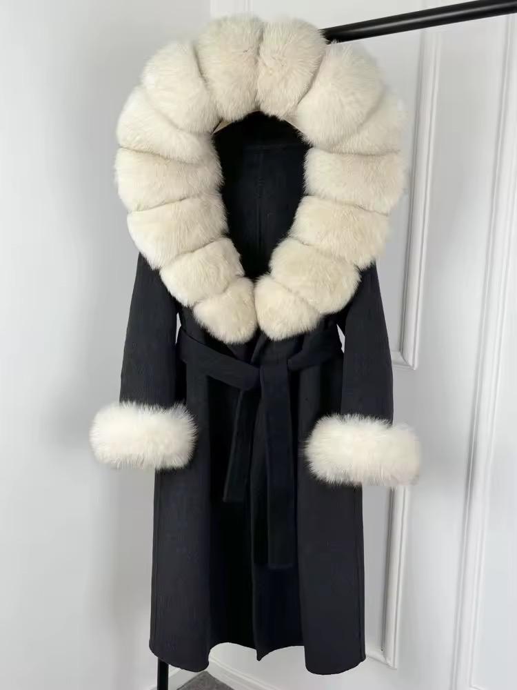 Luxury Long Faux Fur Collar Winter Coat