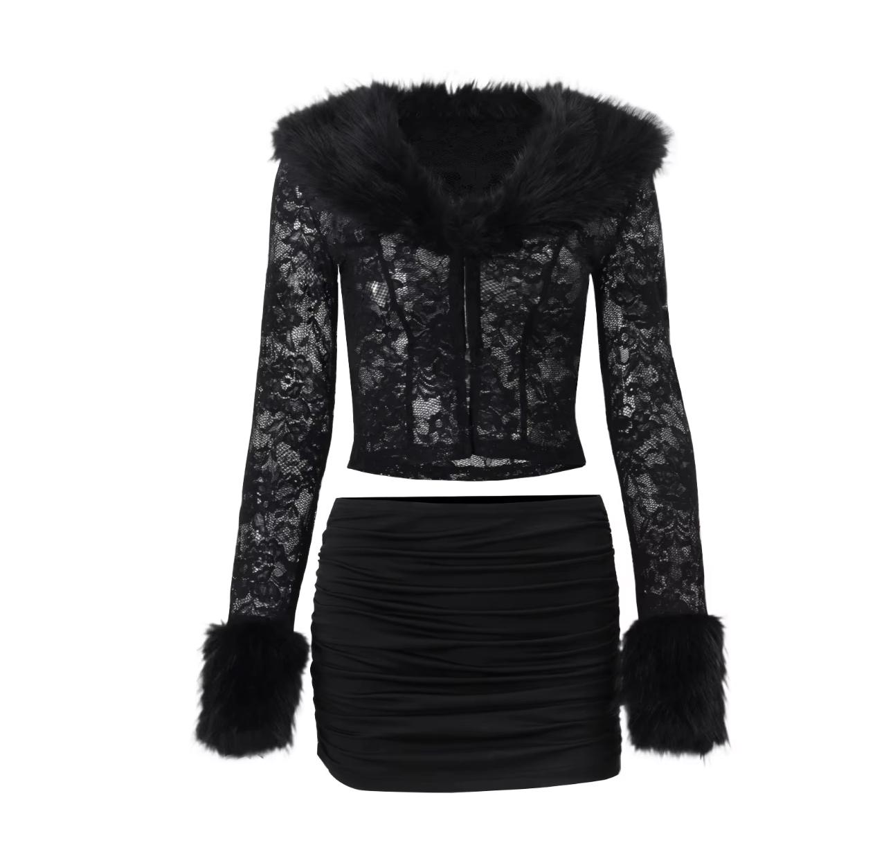 Fur & Lace Set