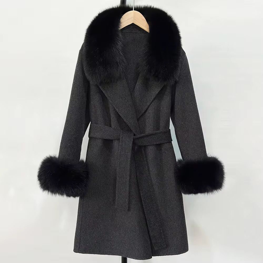 Elegant fox fur coat