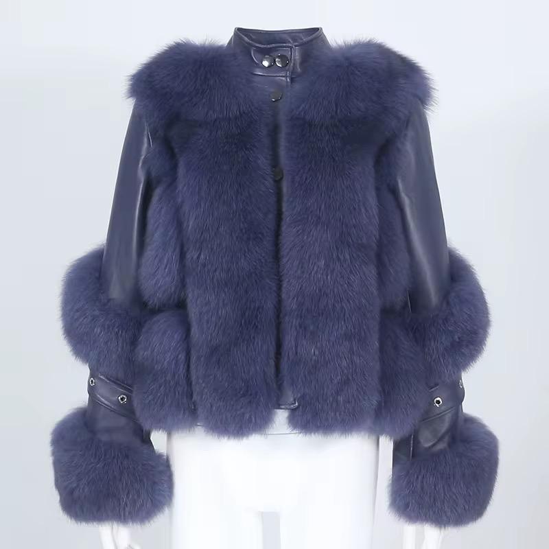 Leather fox fur Jacket