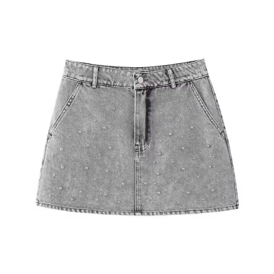 Silver Dust Denim Skirt