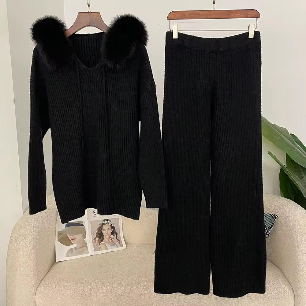 Mist Fox Fur Ribbed Set
