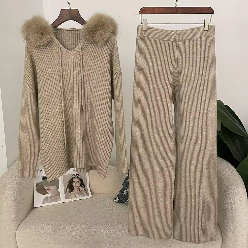 Mist Fox Fur Ribbed Set