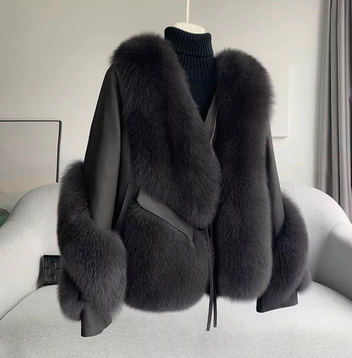 Elysian Fox Fur Leather Coat