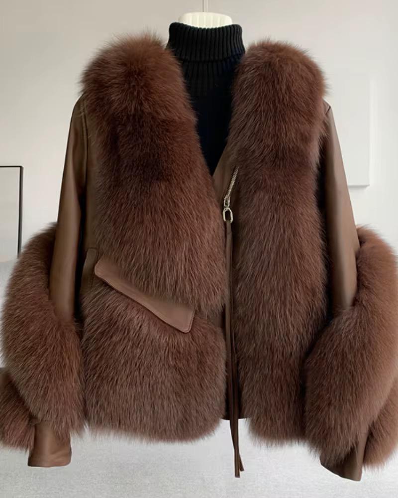 Elysian Fox Fur Leather Coat
