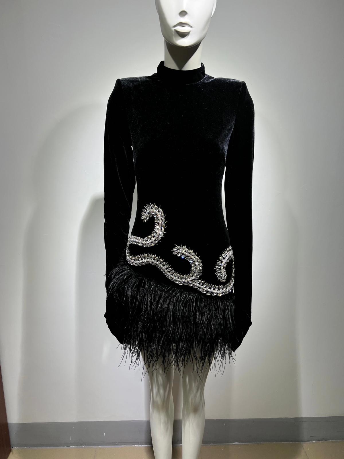 SHORT DIAMOND SNAKE velvet dress