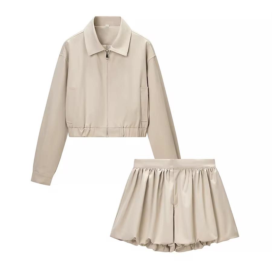 Cream Bubble Skirt Set
