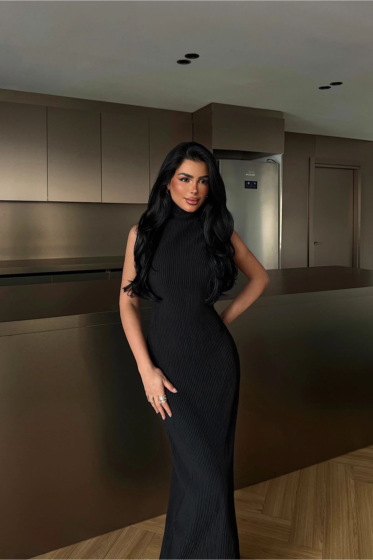 Black Turtleneck Basic Dress