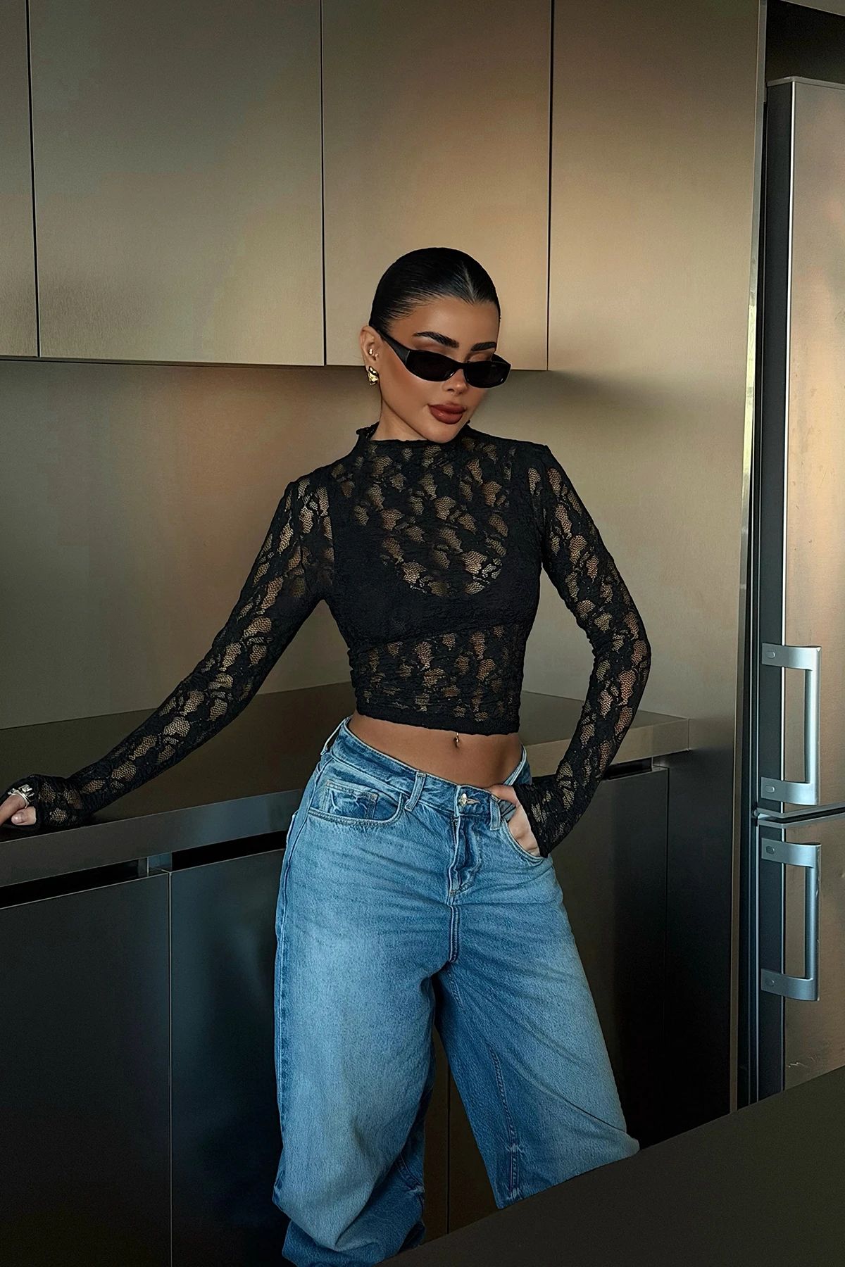 Black Raquel Lace Transparent Blouse