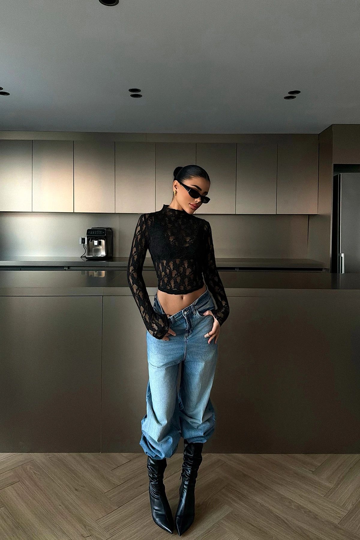 Black Raquel Lace Transparent Blouse