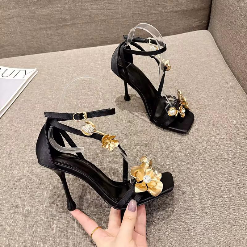 Golden Bloom Evening Heels