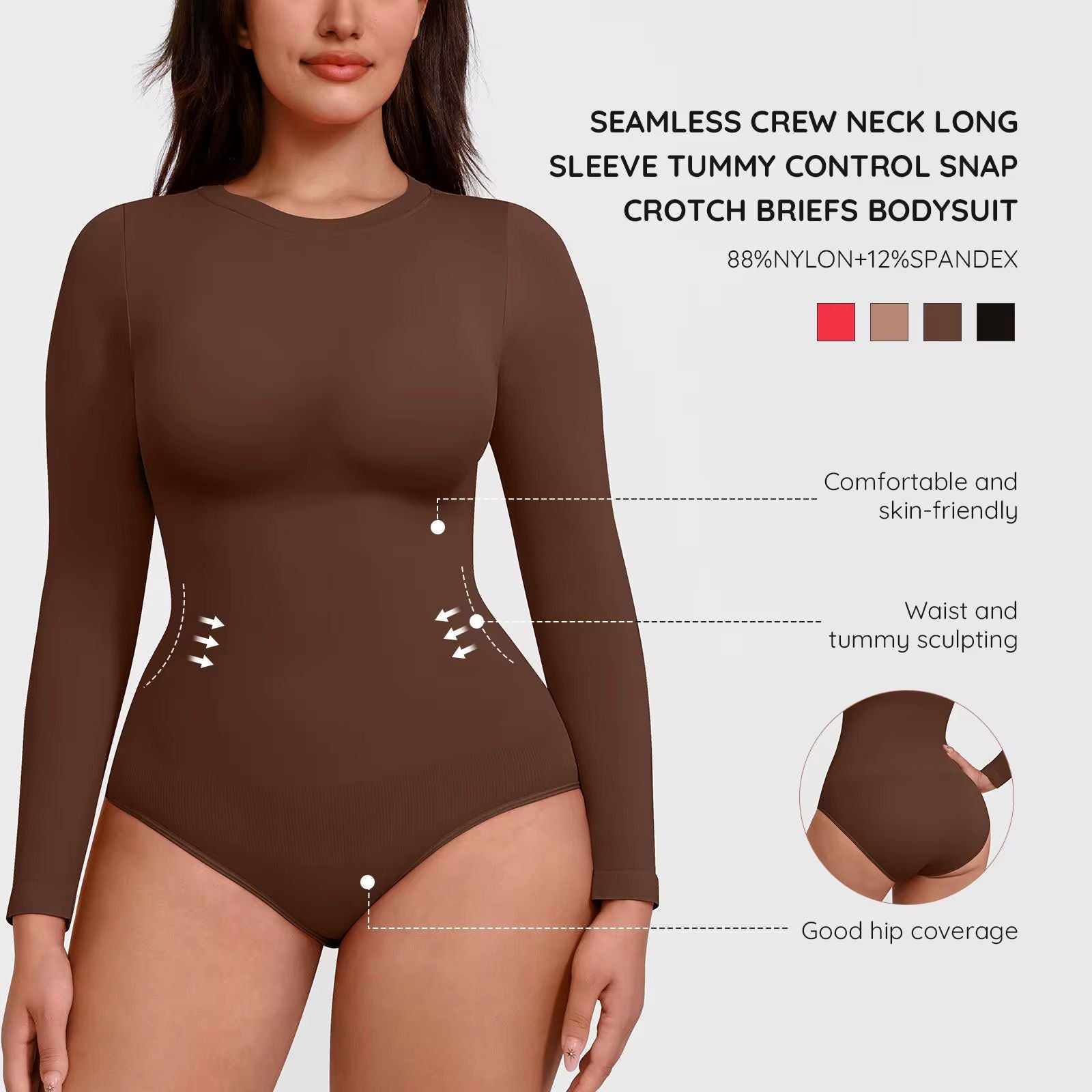 Long-Sleeve Shapewear Bodysuit