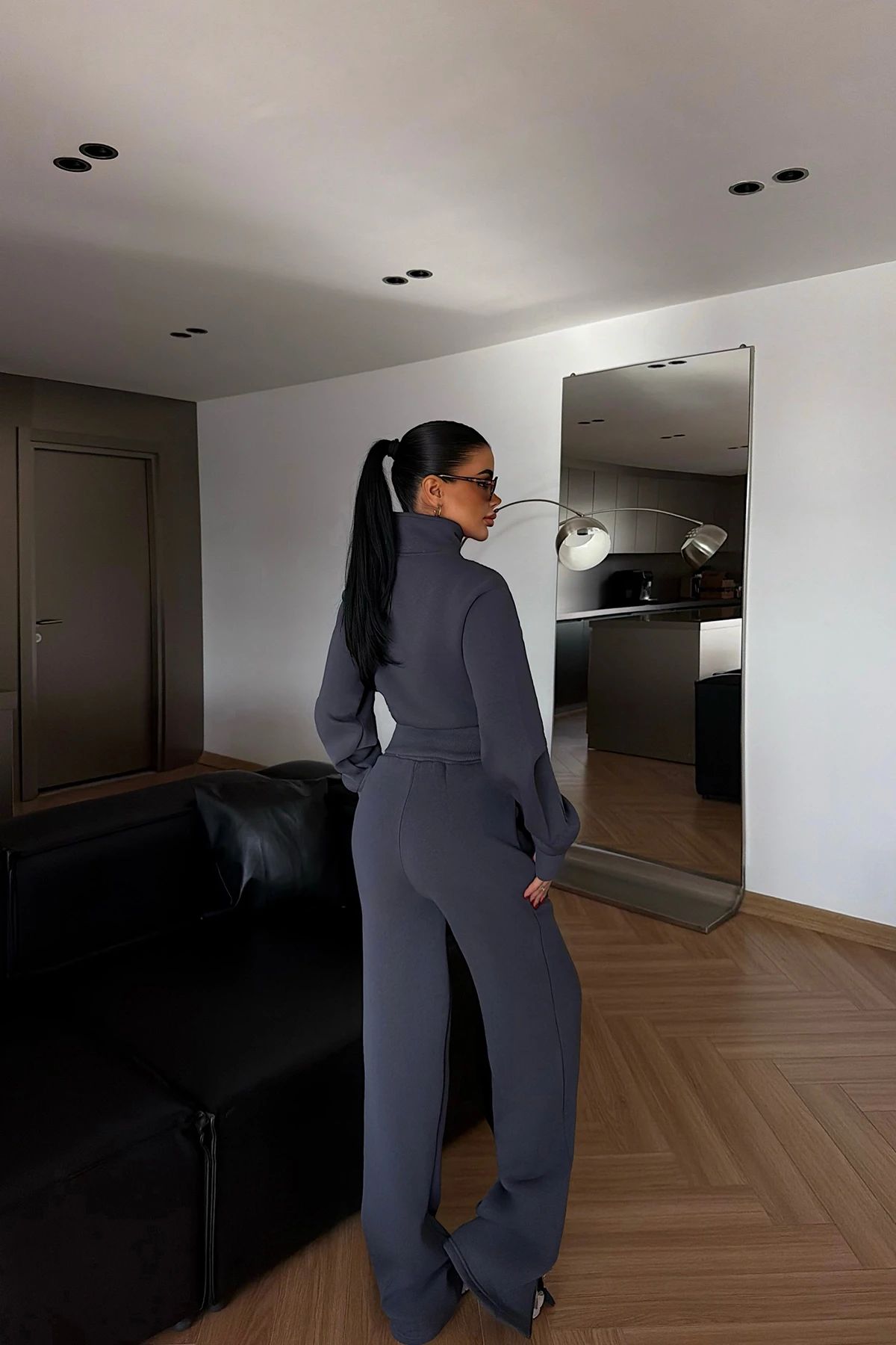 Smoked Zipper Detail Tracksuit Set