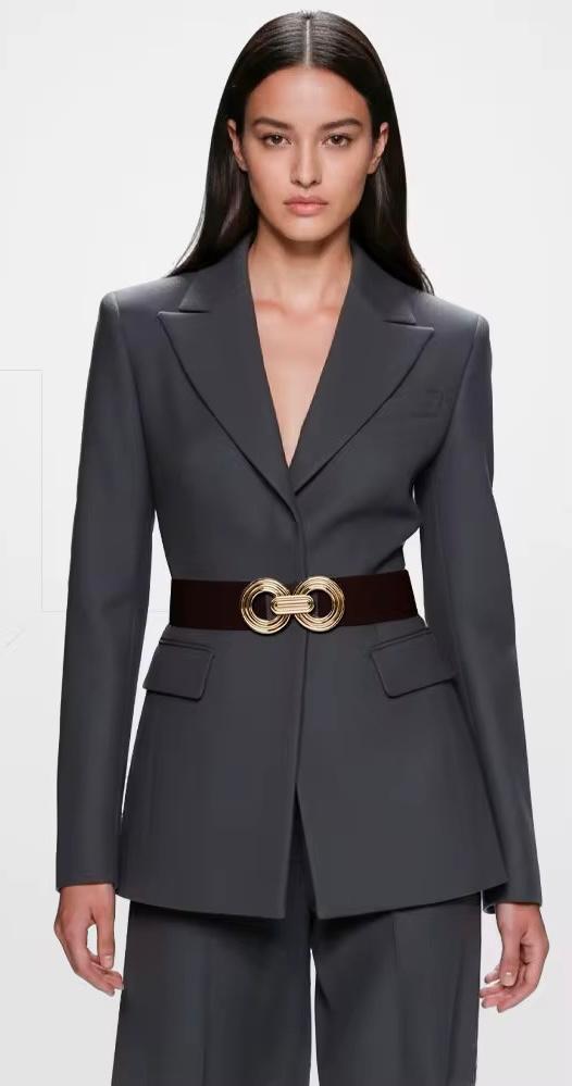 Gold Round Buckle Elastic Belt