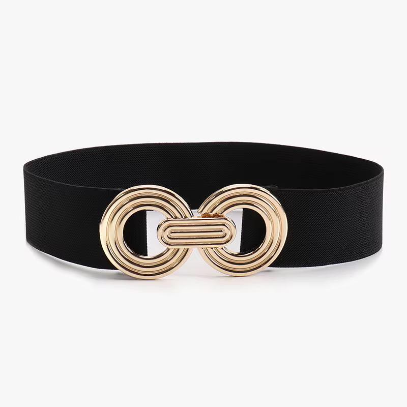 Gold Round Buckle Elastic Belt