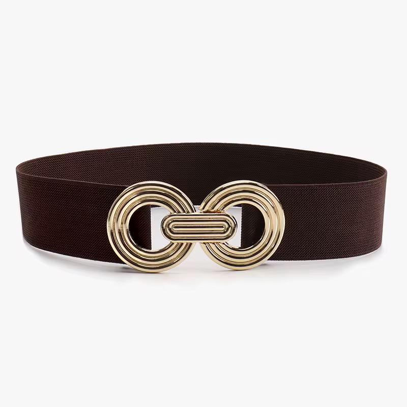 Gold Round Buckle Elastic Belt