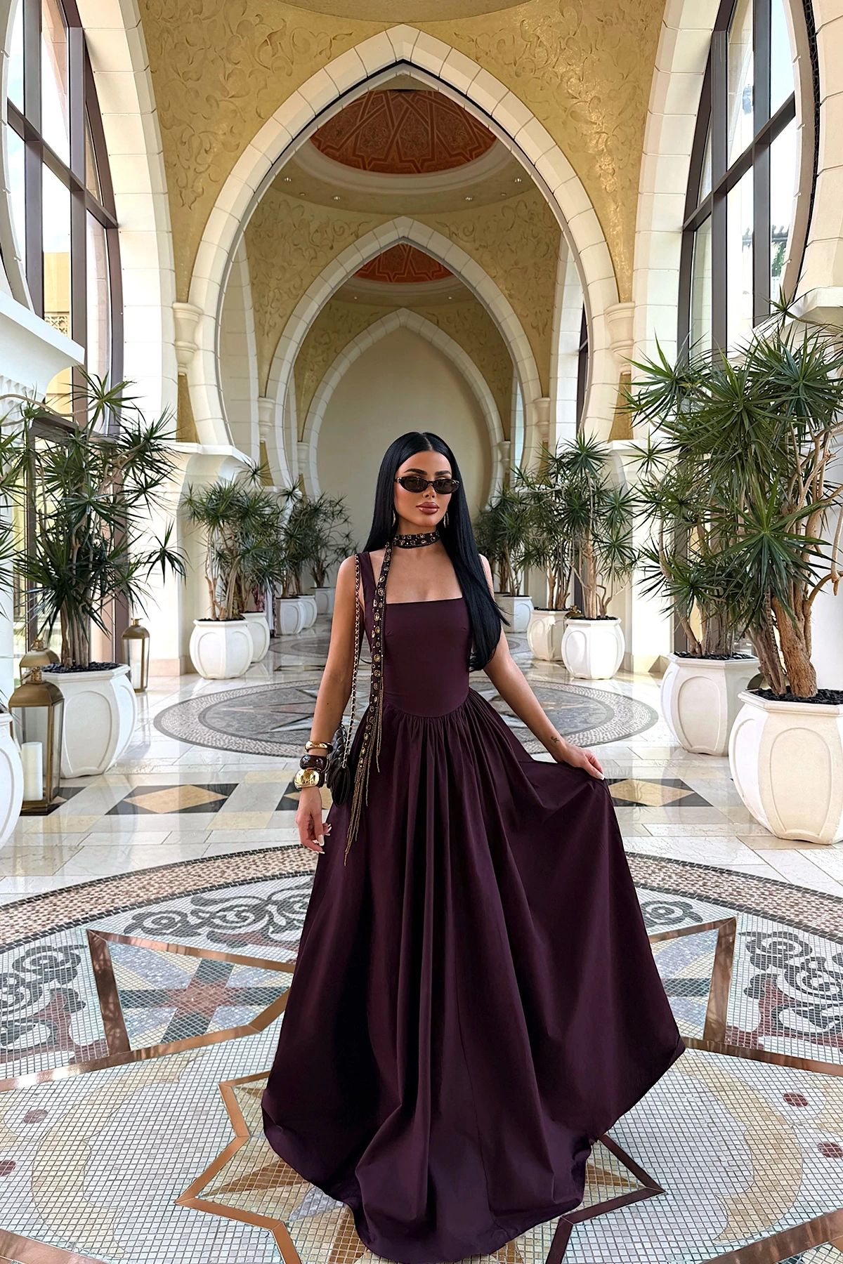 Burgundy Strappy Long Dress