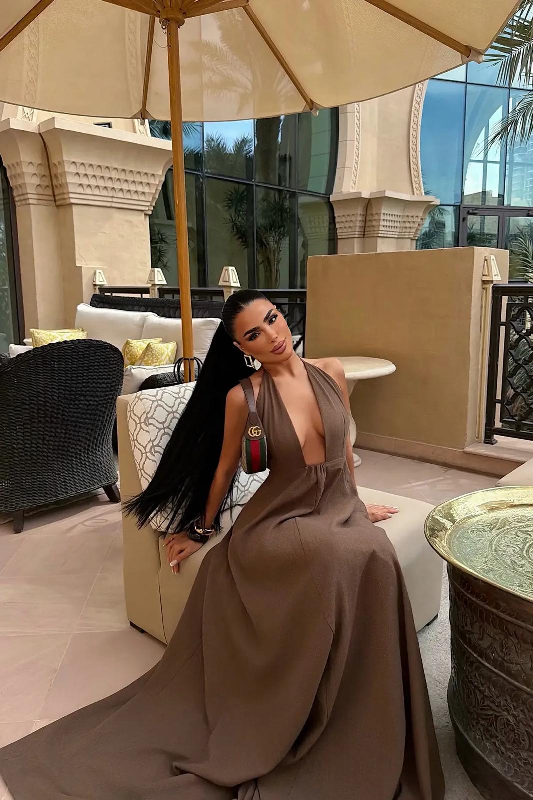 Brown Strappy Long Dress