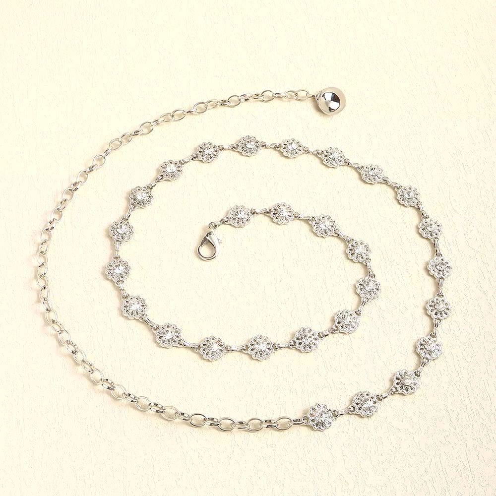 Diamond Flower Pendant Chain Belt