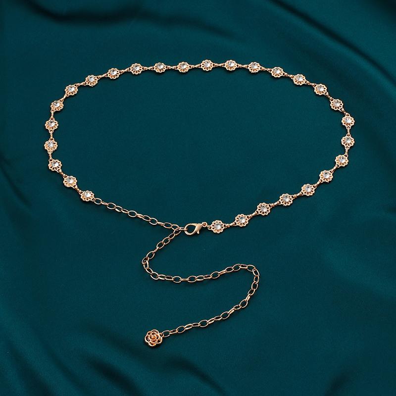 Diamond Flower Pendant Chain Belt