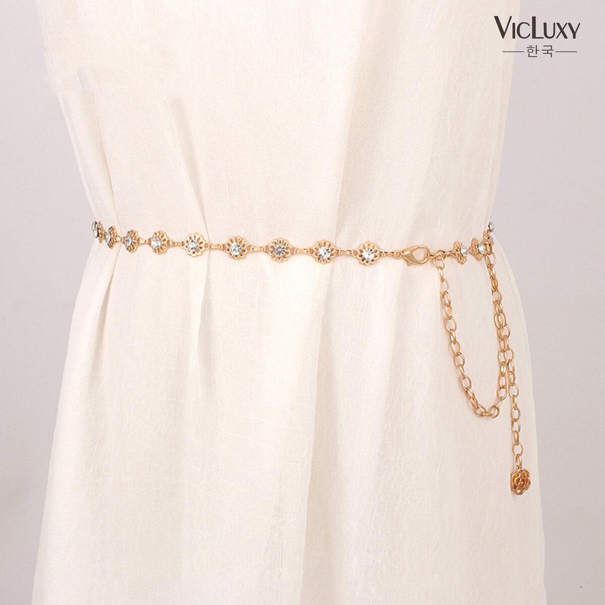 Diamond Flower Pendant Chain Belt