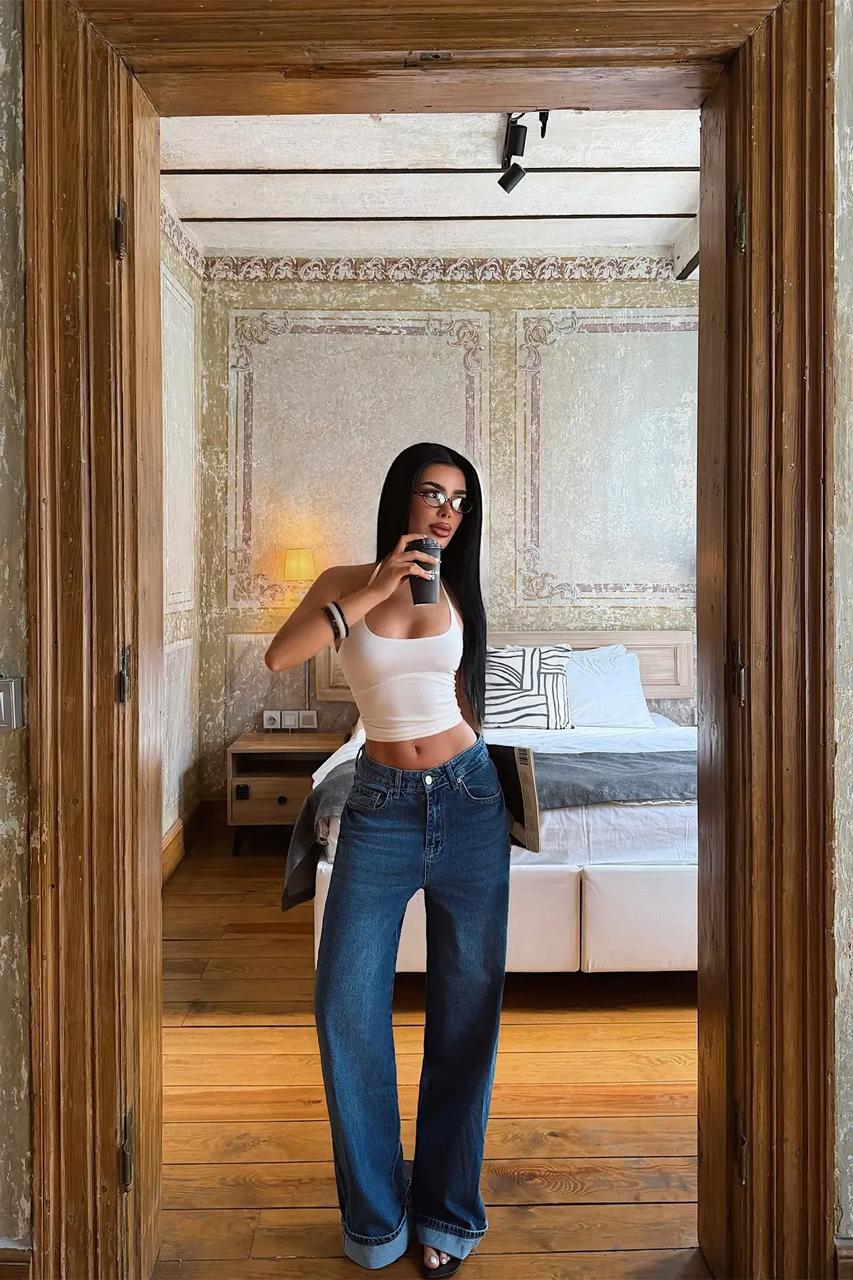 Blue Wide Leg Jeans