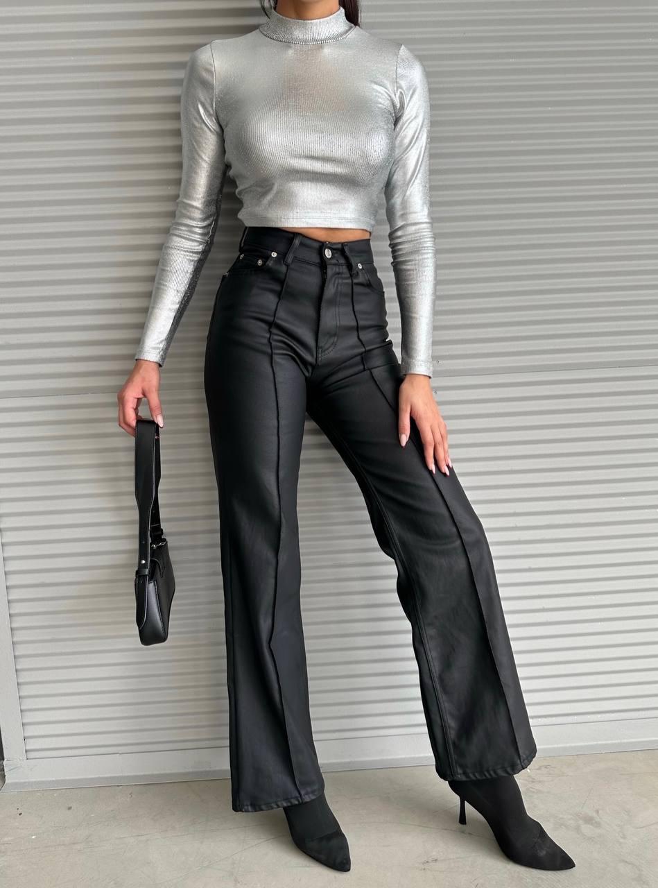 Wide Legs Leather Trouser