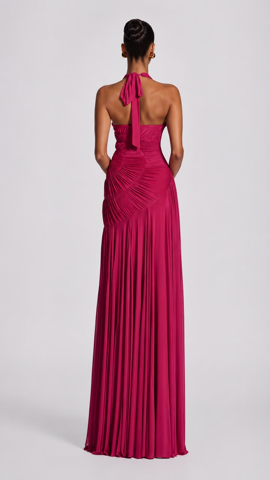Elara Backless Pleated Maxi Dress