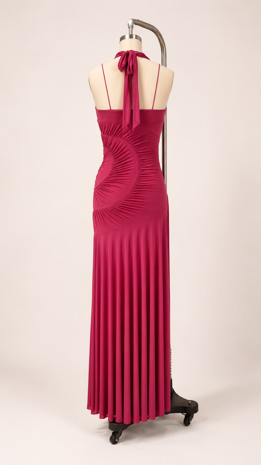 Elara Backless Pleated Maxi Dress