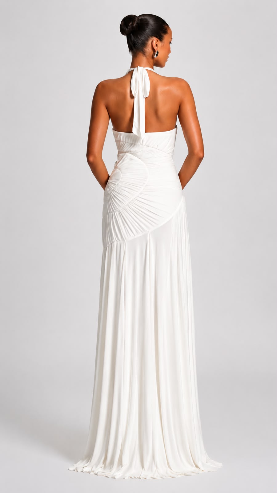 Elara Backless Pleated Maxi Dress