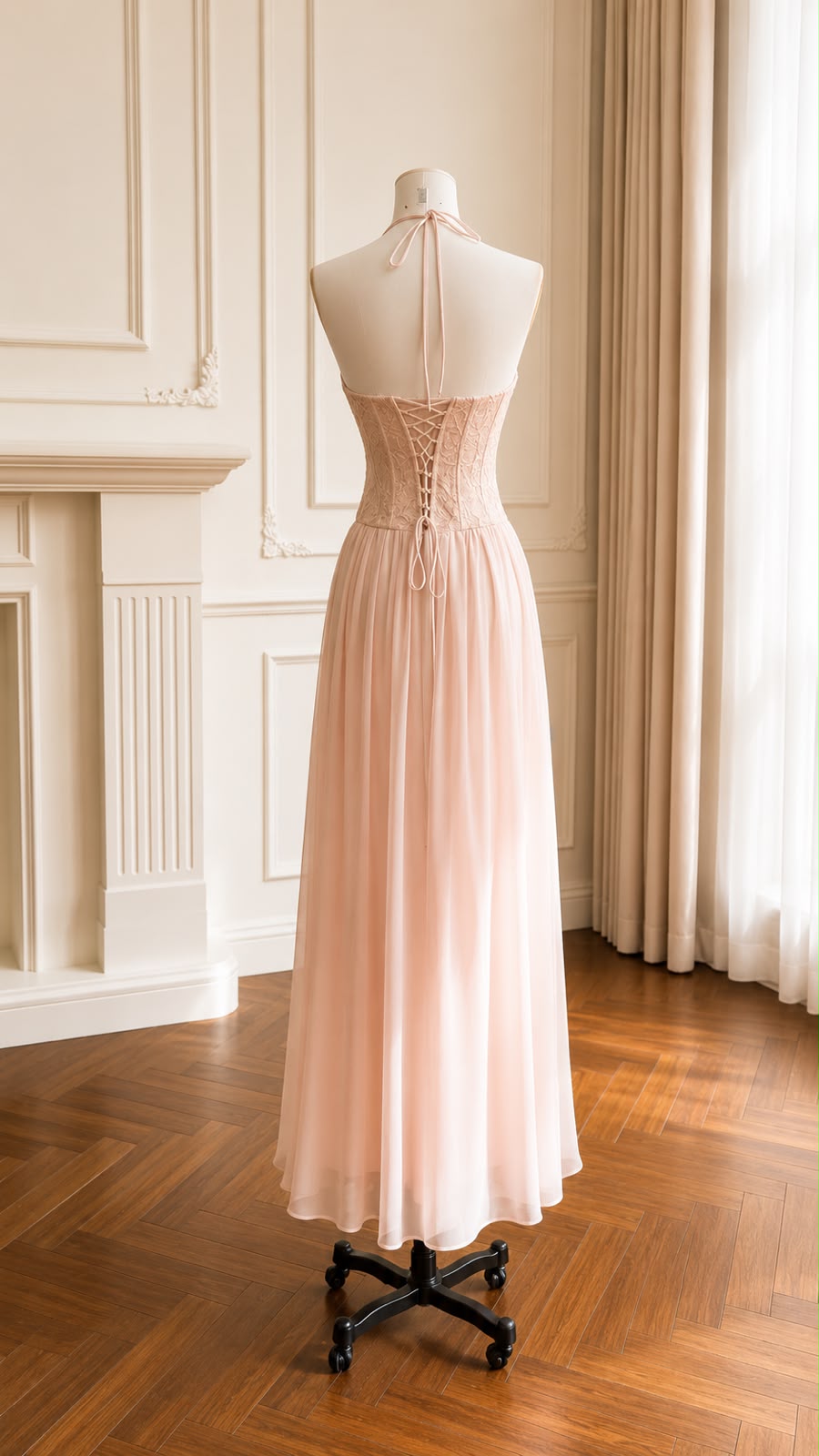 Solenne Backless Halter Maxi Dress