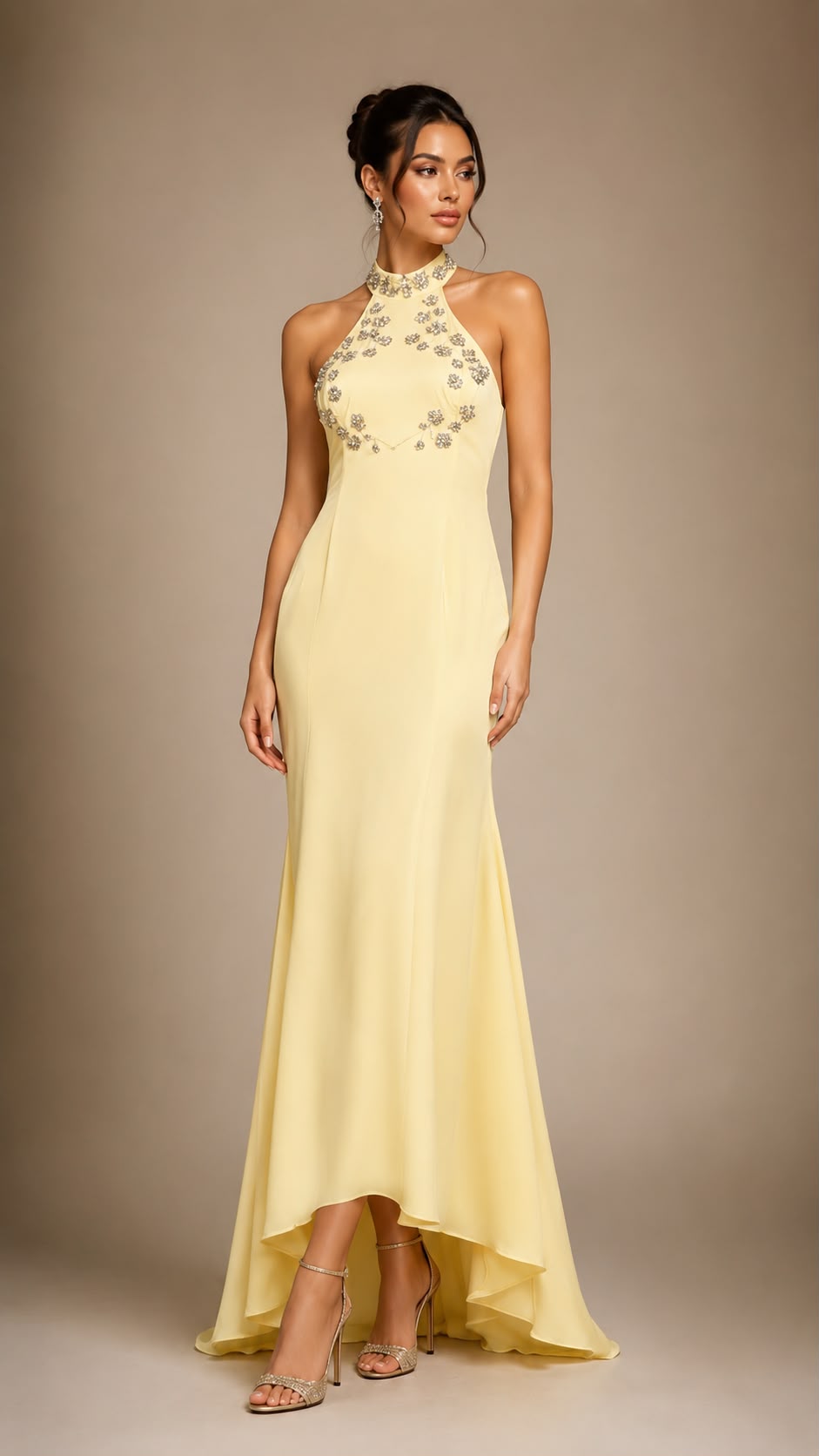 Soleil Diamond Halter Maxi Dress