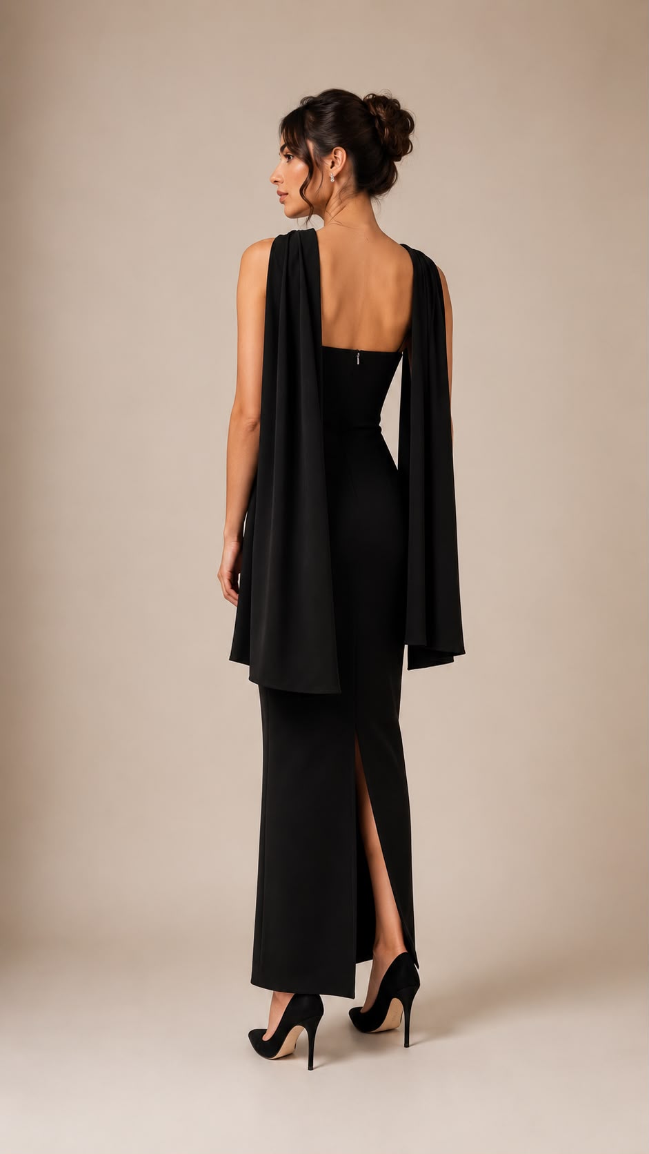 Noir Crystal Fringe Maxi Dress